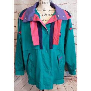 Vintage "Be In The Current Seen" Windbreaker Jacket Retro 80s 90s Women Large